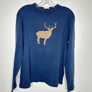Mini Boden Boys' Waffle Knit Thermal100% Cotton Reindeer Applique Size 13-14Y